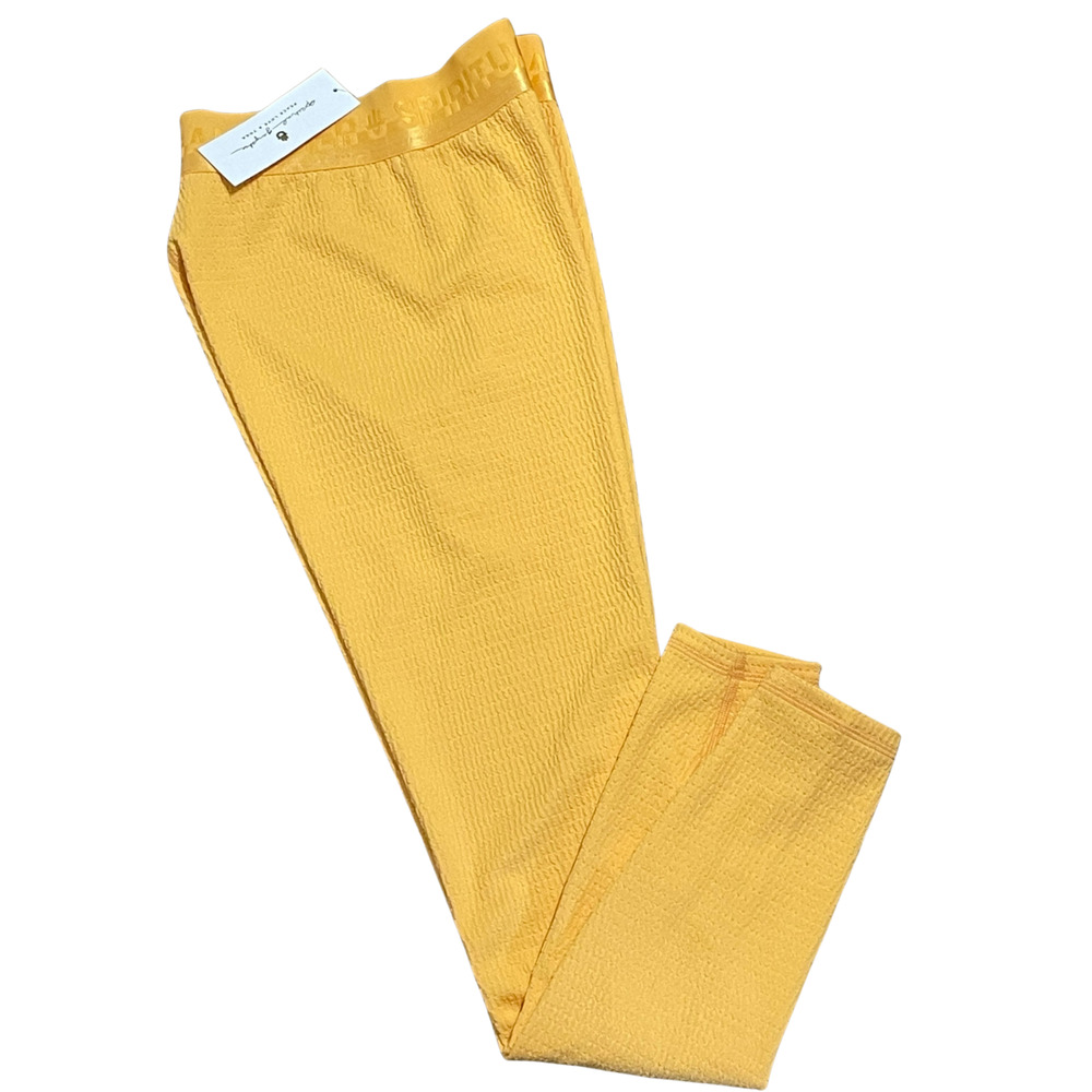 Spiritual Gangster Sz S Ankle Leggings 27"L Logo Elastic Waist Waffle Knit New